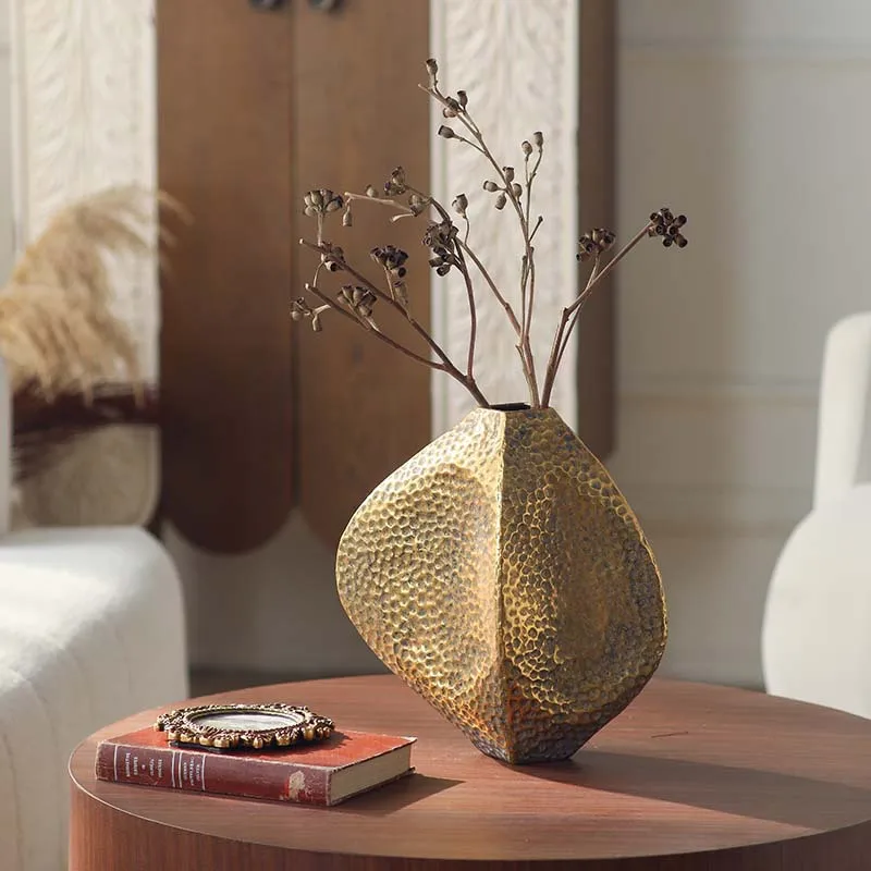 American country vintage gold vase ornaments personality fashion table decorations geometric diamond