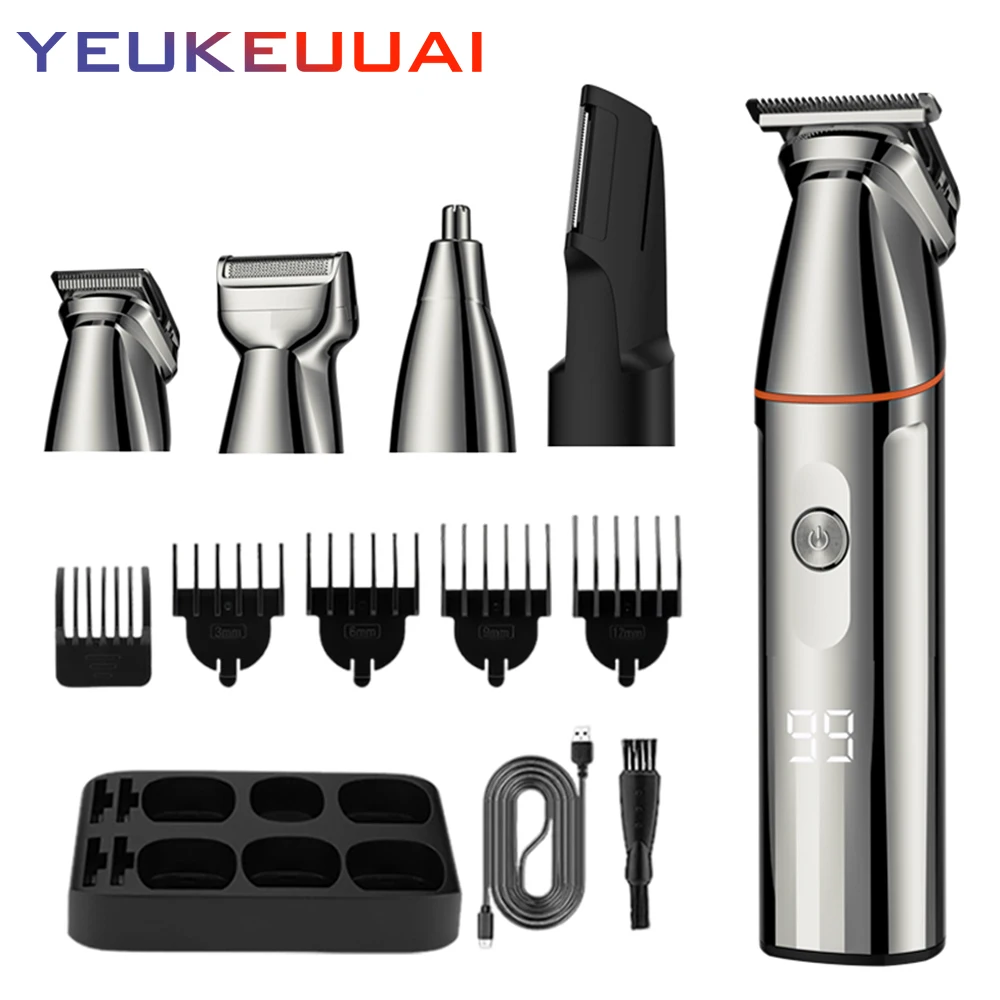 5 in1 Electric Beard Hair Trimmer For Men Grooming Kit Face Hair Clipper body trimmer Rechargeable nose ear shaver wet&dry