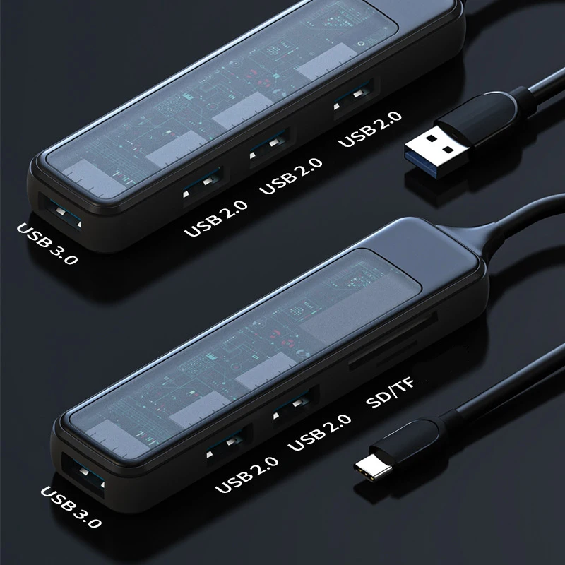 USB 3.0 허브 도킹 스테이션 개인 모델 1~4개의 C형 분배기 SD/TF 카드 리더기 - 데스크탑 컴퓨터 액세서리