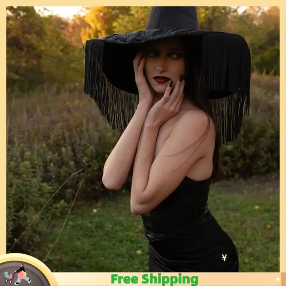 

X08A шляпа ведьмы с широкими полями остроконечная шляпа кривая шляпа волшебника для праздников косплей карнавал украшения на Хэллоуин