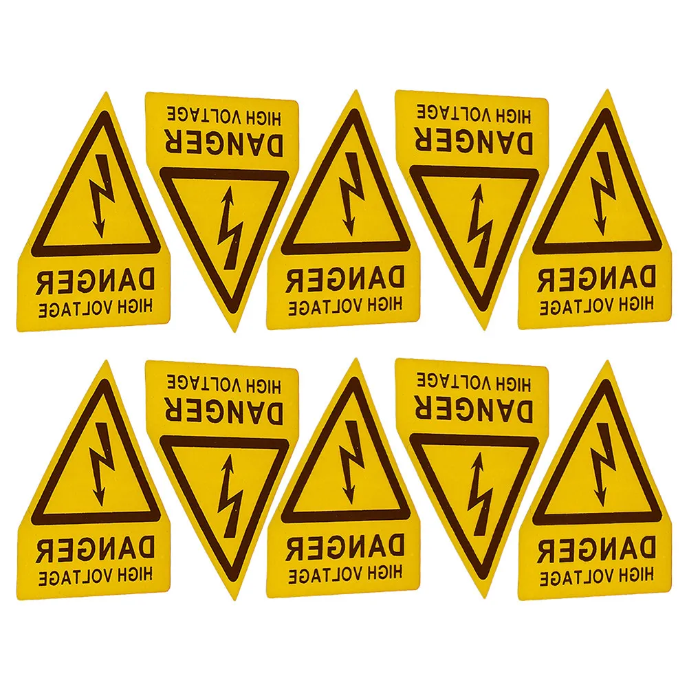 10Pcs High Voltage Warning Decals PVC Self-Adhesive Electrical Hazard Safety Caution Stickers Sticker Warning Sign