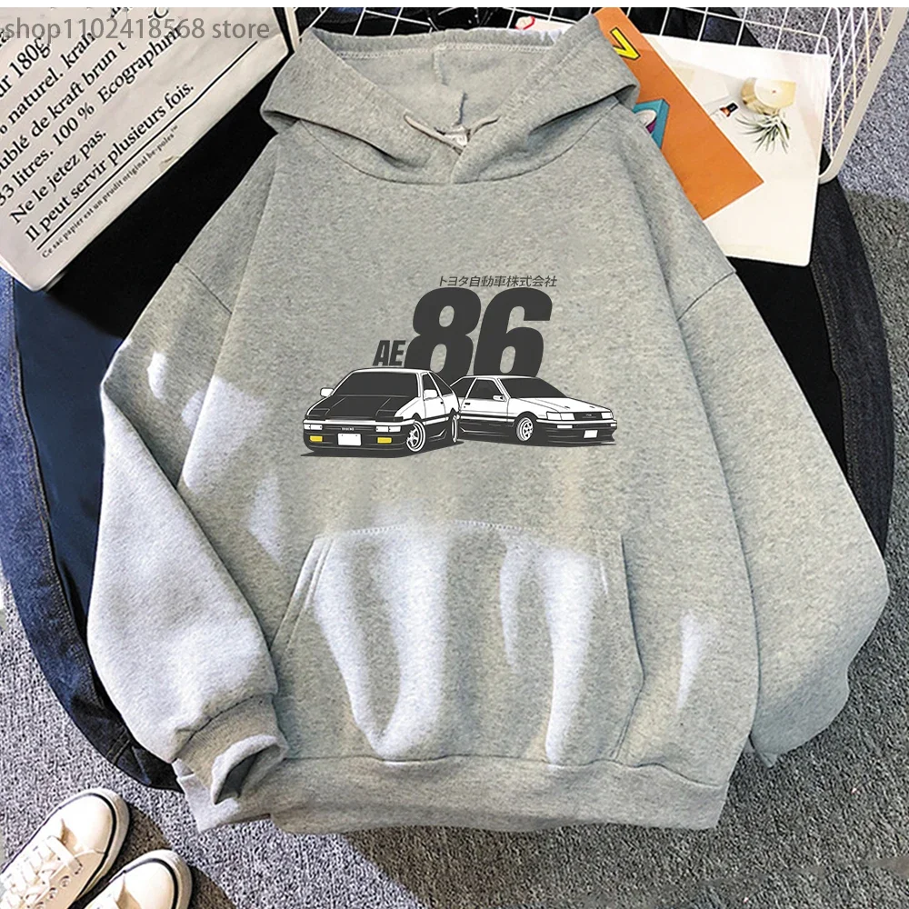 Initial D AE86 JDM-Sudadera con capucha para hombre y mujer, ropa de calle con estampado de letras de coche japonés, holgada, estilo Hip Hop, Anime