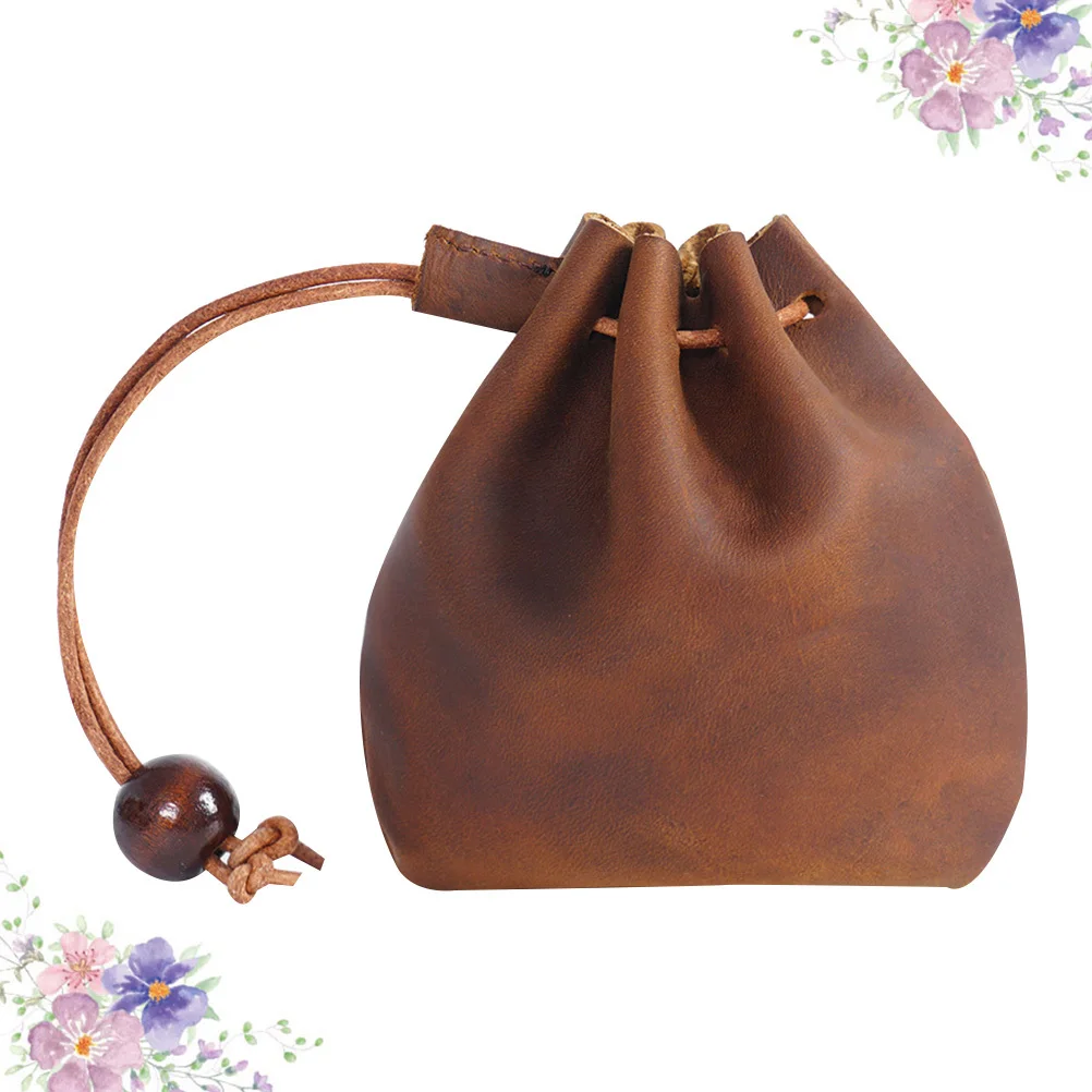 Mini Coin Holder Vintage Style Light Brown Slim Design Change Purse Multifunction Small Wallet for Daily Use