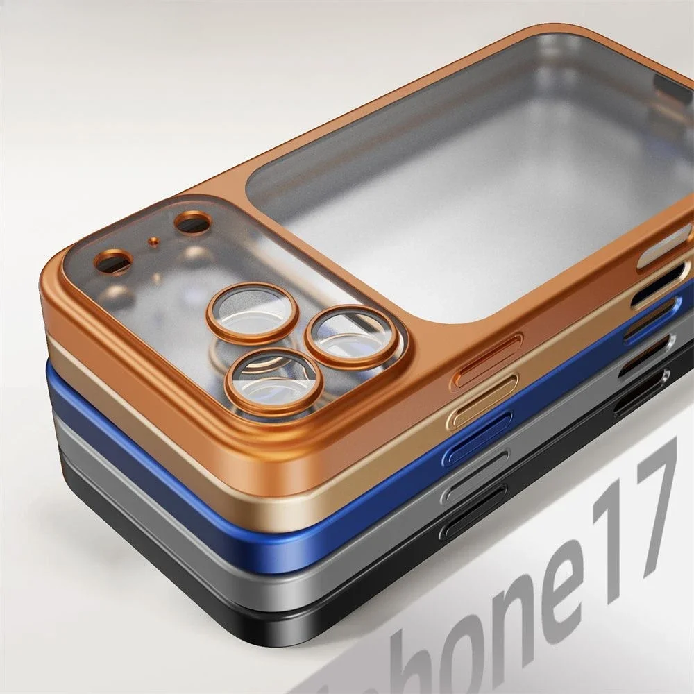 Luxury Plating Color PC Transparent Phone Case For IPhone 17Pro Max 17Air Lens Protection Matte Transparent BackPlate Hard Cover - náhled 6