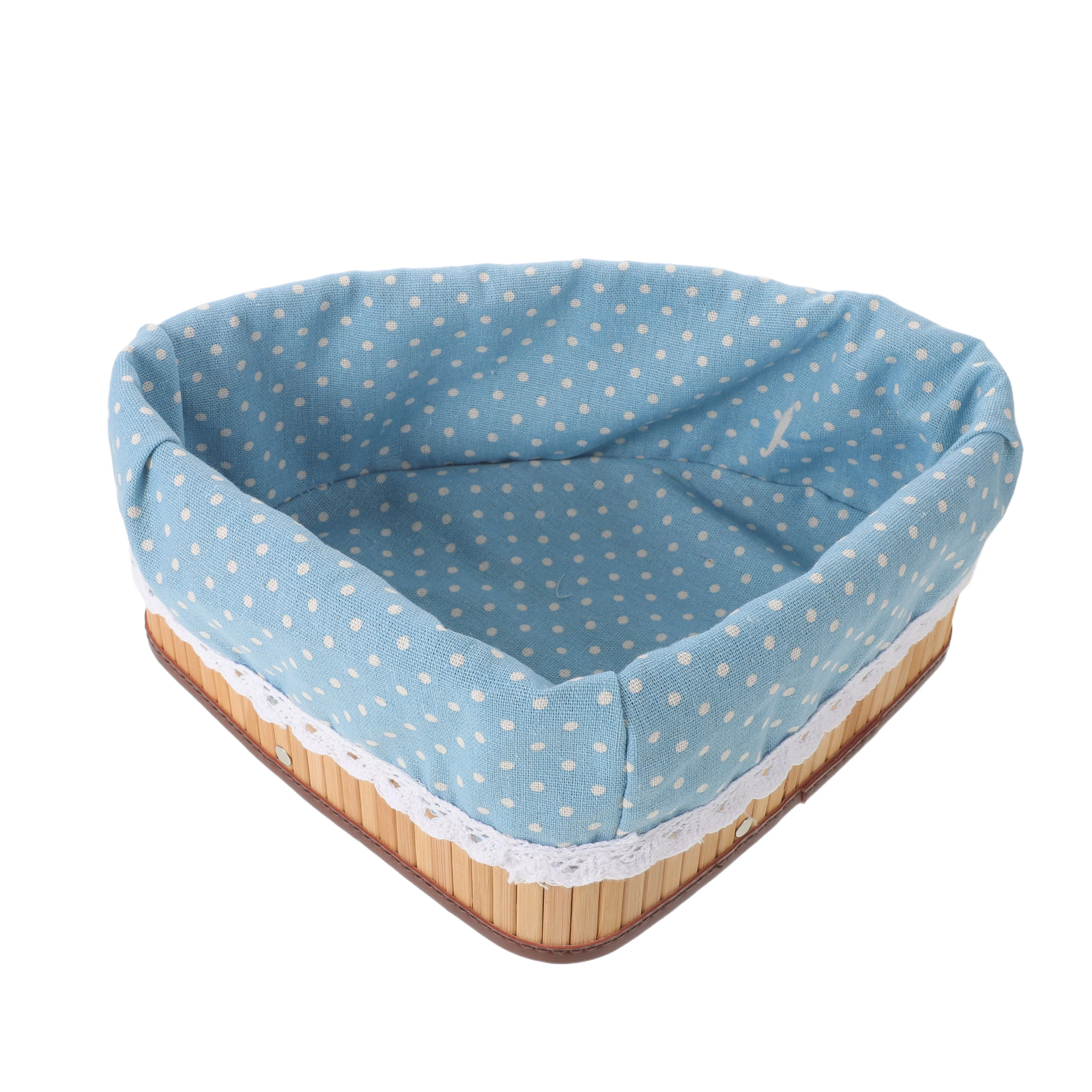 

Fan-Shaped Storage Triangle Woven Organizer Bin For Corner Shelf Countertop Bamboo Decorative Basket For Kitchen Bedroom