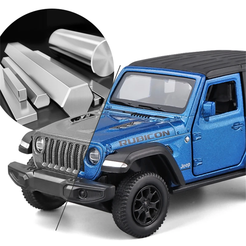 1:36 Jeep Wrangler Rubicon Alloy Car Model Diecasts Metal Off-Road Vehicles Car Model Simulation Collection Childrens Toys Gifts