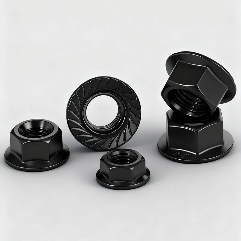 Schwarz Verzinkte 304 Edelstahl-Sechskant-Flanschmutter, Selbstsichernde Mutter M2.5 M3 M4 M5 M6 M8 M10 M12 M14 M16 M20 – Detail 4