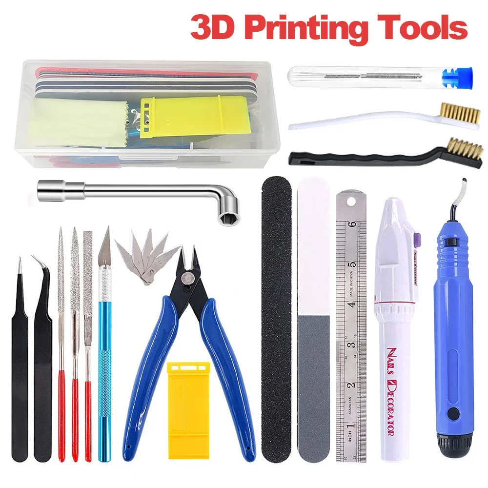 3D Printing Tool Nozzle Cleaning Needle With Wrench/Wire Brush Deburring Tools Kit 3D Printer Part for Unclogging Tubes Extruder