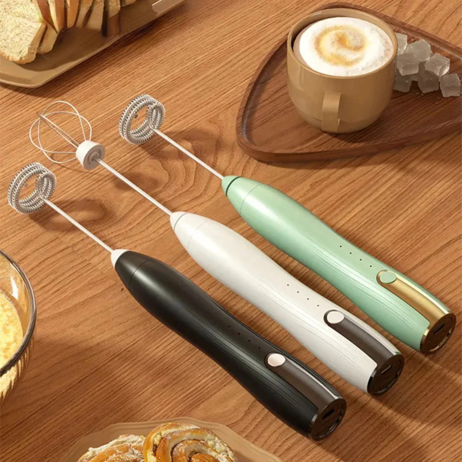 

Milk Frother USB Rechargeable Foam Maker Mixer Coffee Cream cappuccino Drink Frothing Wand Handheld Egg Beater 3 Speeds