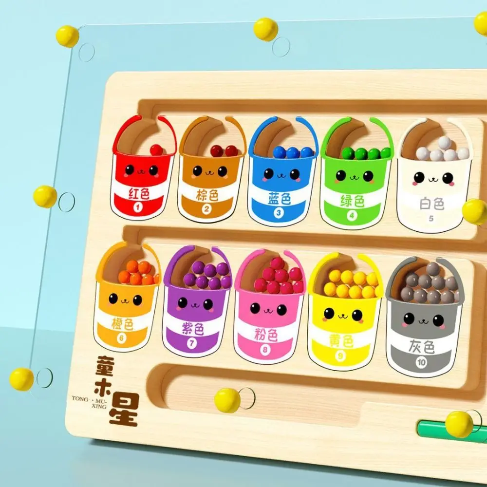 Jogo de posicionamento de madeira montessori colorido brinquedos de treinamento de concentração infantil magnético engraçado jogos de classificação de cores magnéticas