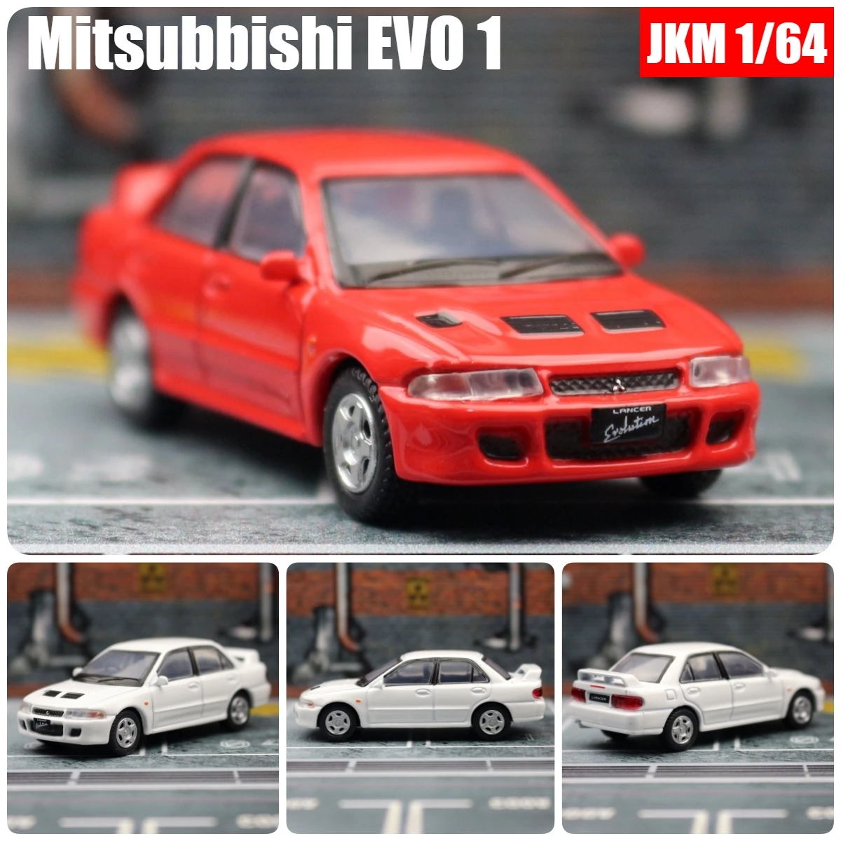 1:64 Mitsubishi Lancer Evolution Ⅰ EVO 1 1993 Toy Car 1/64 JKM Diecast Metal Super Sport Vehicle Model Miniature Collection Gift