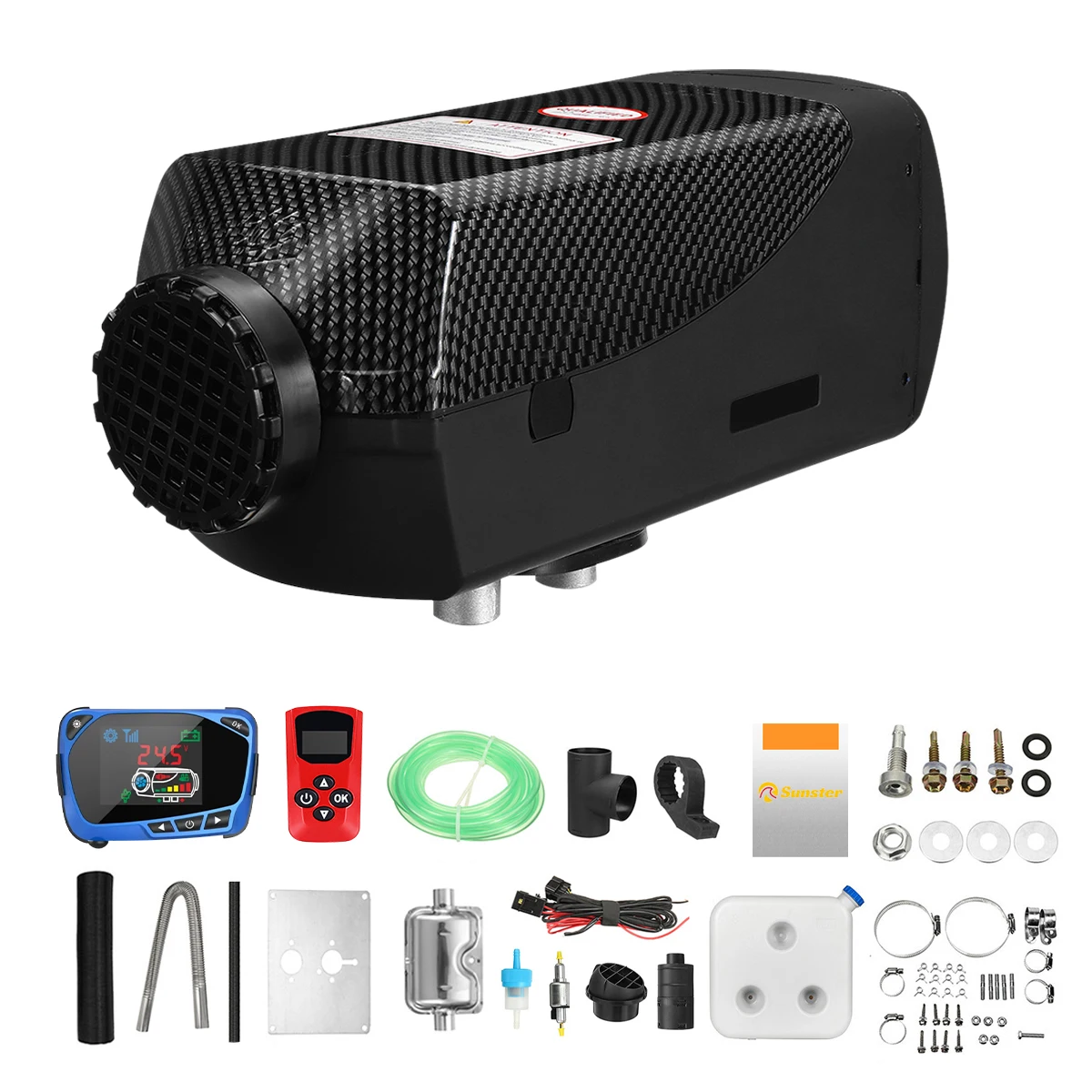 Sunster 12V Heater For Car 8KW Diesel Air Heater With Silencers LCD Switch For Car Trailer Truck Diesel Parking Heater