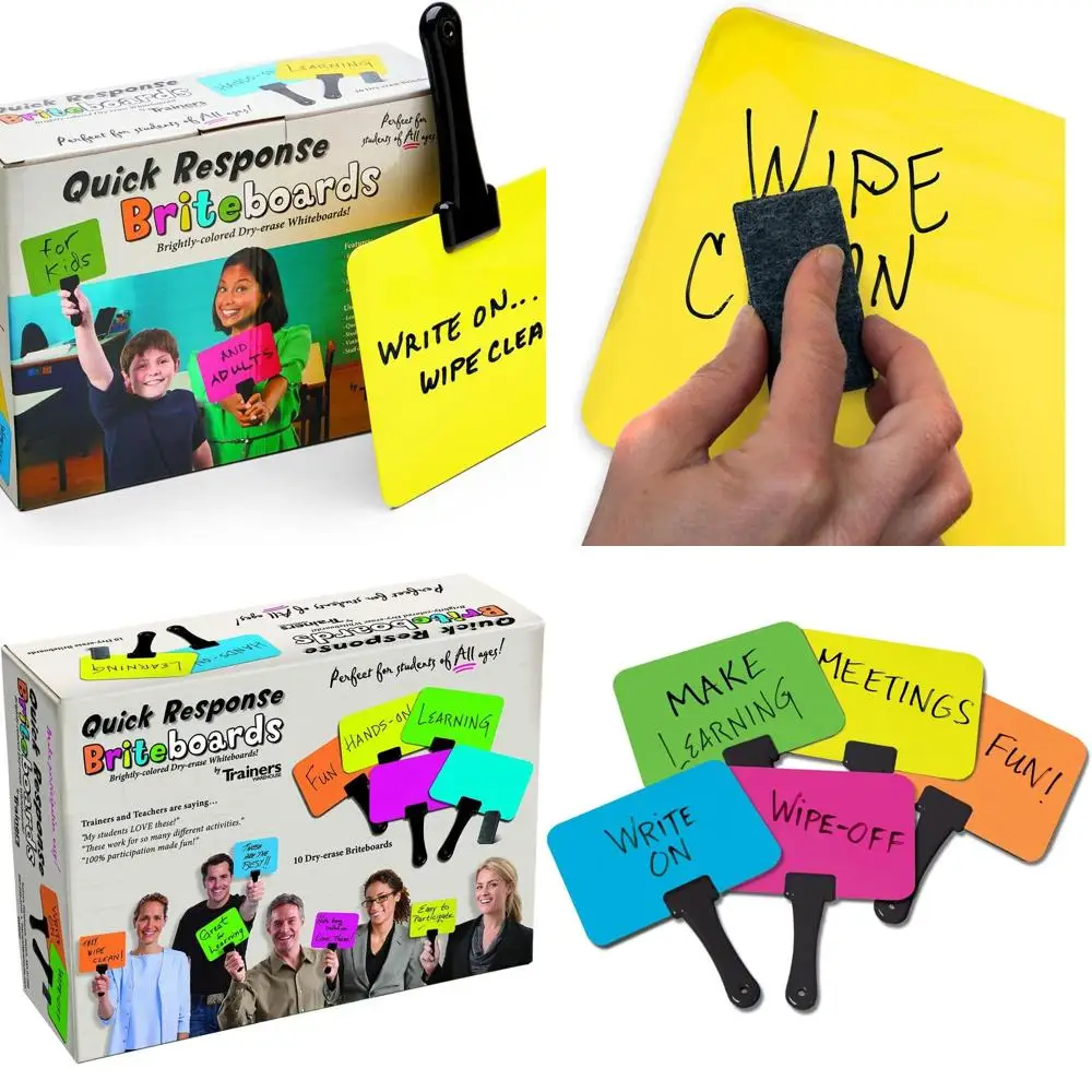 مجموعة ألواح المسح الجاف النابضة بالحياة مكونة من 10 قطع |   مثالية للتعلم التفاعلي والقرارات الجماعية |   حجم صغير للفصول الدراسية والميتي