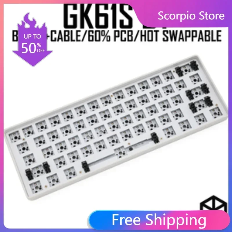 Gk61x 60% Custom Mechanical Keyboard Rgb Switch Leds Hot Plug Socket Powerful Software Type-c Pcb Split Spacebar Customized Kit