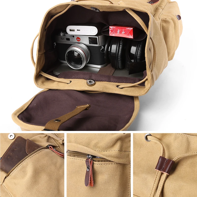 Vintage Canvas Backpack for Men Commuting Travel Bag 15.6 inch Laptop Bag High Capacity for College Backpack with USB Charging