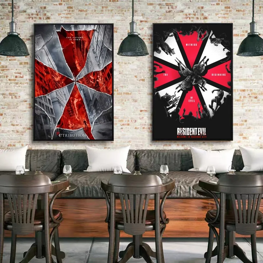 R-Resident Evil Umbrella Classic Movie Posters Fancy Wall Sticker For Living Room Bar Decoration Room Wall Decor