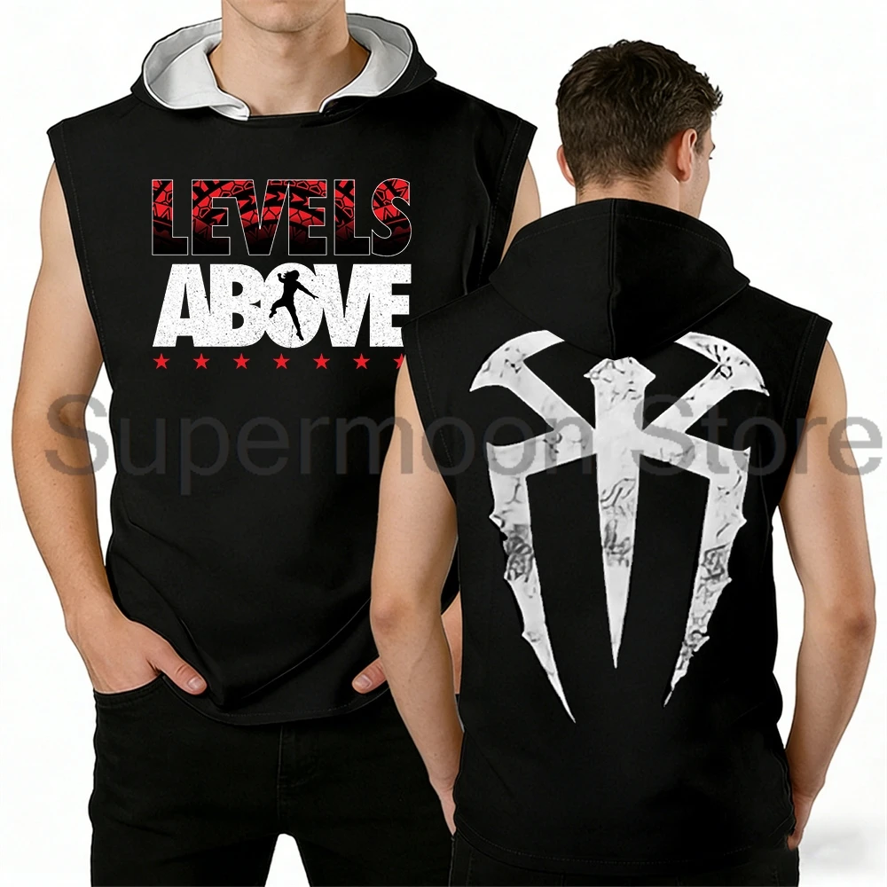 Roman Reigns Levels Above Hooded Tank Tops Unisex Sleeveless Hoodie Women Men Streetwear Gym Vest