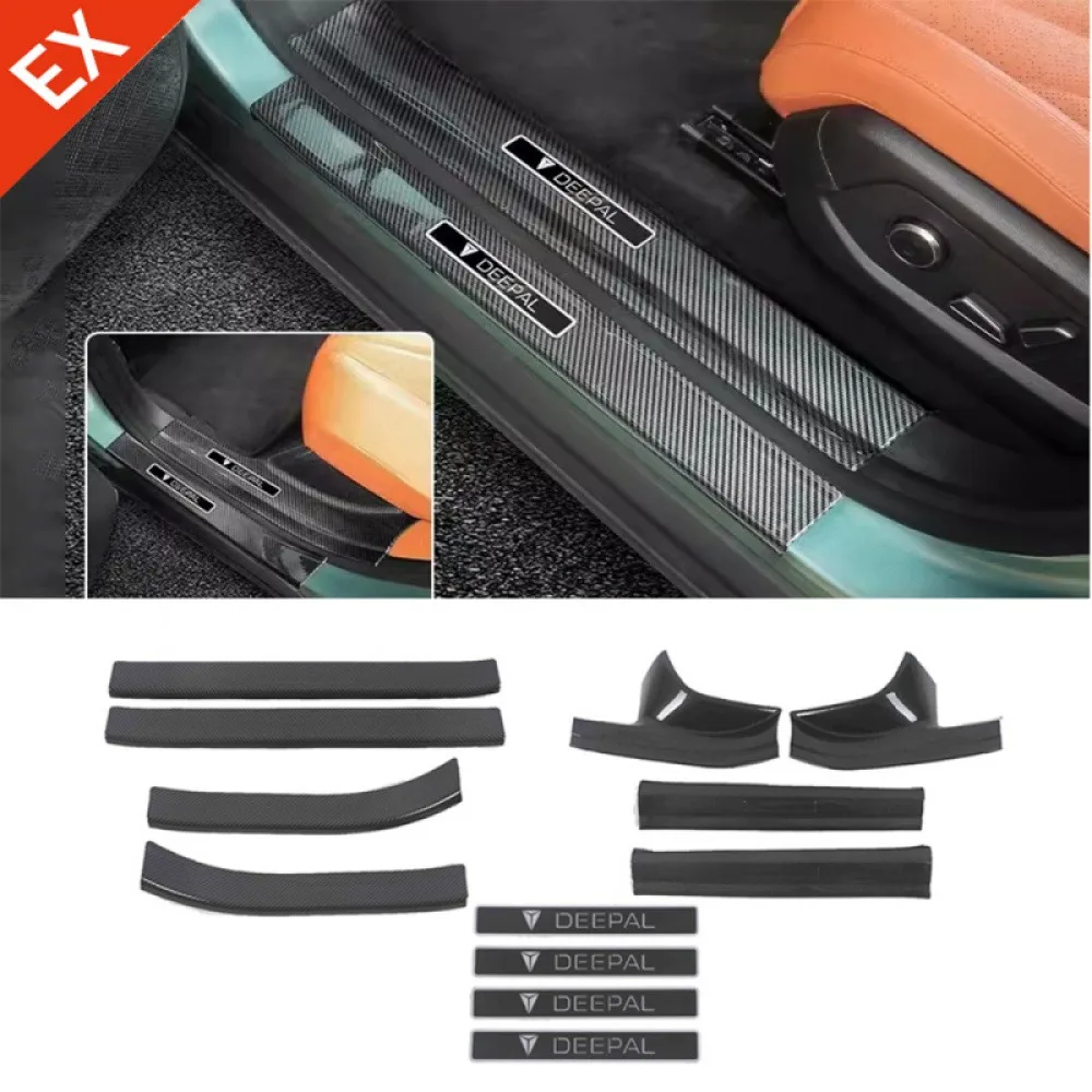

For CHANGAN Deepal S7 2023-2024 Exterior Auto Carbon Interior Door Sill Scuff Plate Welcome Pedal Cover Sticker Accessories