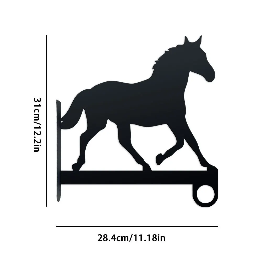 Decorative Horse Wall Hook Heavy Duty Metal Hanging Bracket for Planter Lantern Wind Chime Patio Balcony Decor