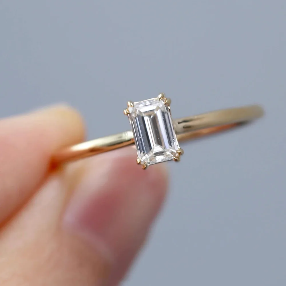 IGI Lab Growing Diamond Ring Emerald shape D Color 1 2 3Ct Solid 9K Yellow Gold Ring Diamond wedding ring Factory Engagement