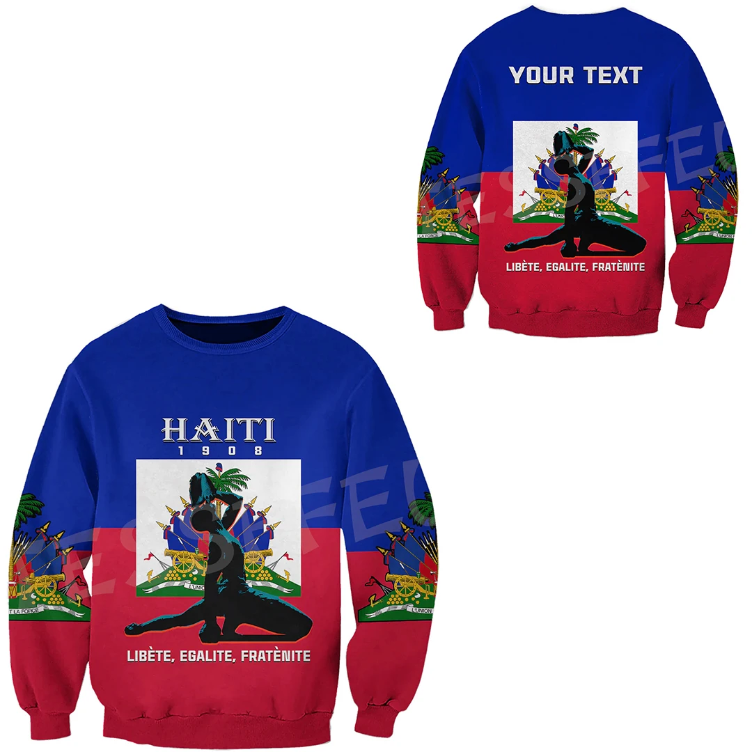 Custom Name Country Flag Caribbean Sea Haiti Retro Vintage Pullover Tracksuit 3DPrint Streetwear Harajuku Jacket Funny Hoodies Z