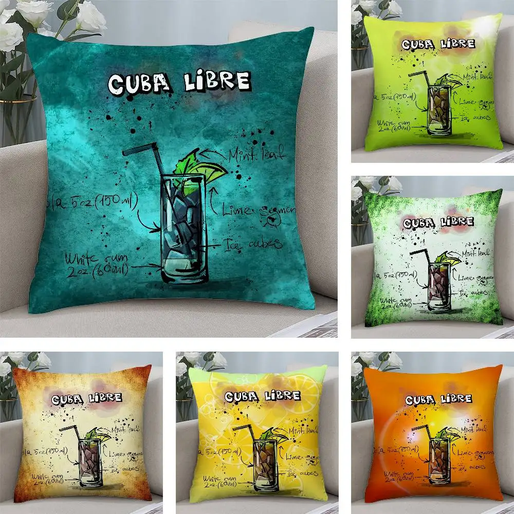 

Cuba Libre Коктейльная наволочка Короткая плюшевая двусторонняя квадратная наволочка с принтом Диван Домашняя подушка Декор