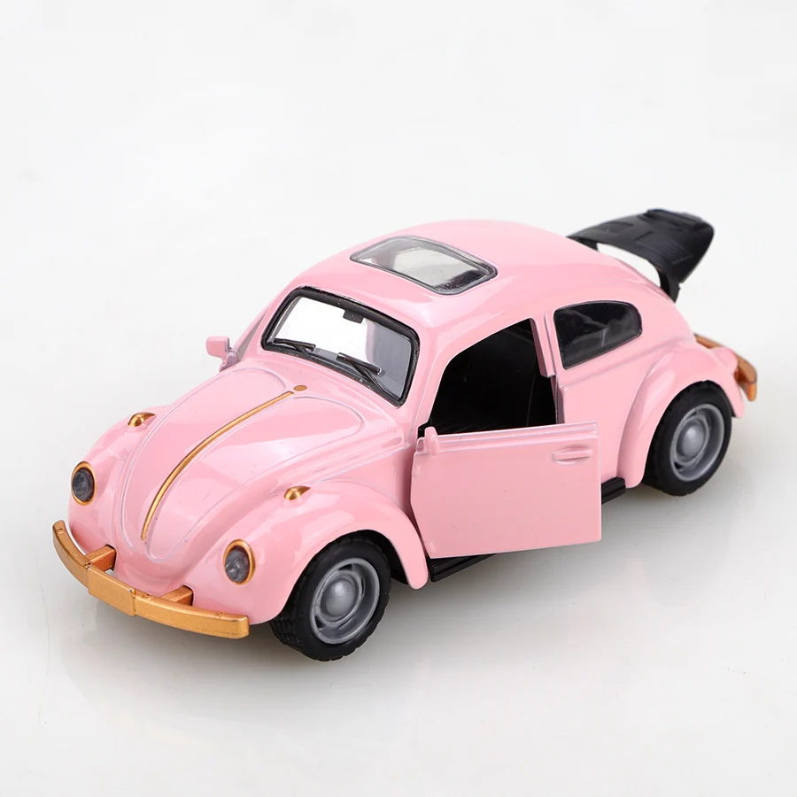 (袋入り) 1/36 ビートル レトロスタイル ダイキャストメタルおもちゃの車、子供のおもちゃ、プルバック機能、3つのドアが開く