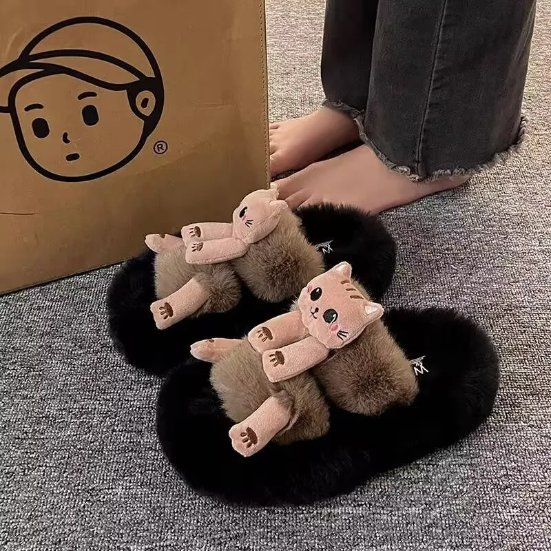 2024 Autumn And Winter Fashion Thick Sole Cotton Slippers Cute Innovative Cartoon Plush Slippers Comfortable Light Casual