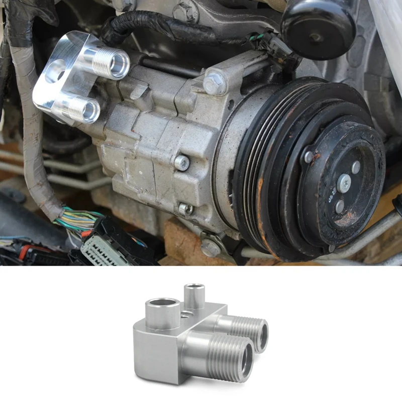 For LSX LS3 Engine Swap Conversion A/C Line Compressor Adapter Fitting, AC Compressor Aluminum Adapter