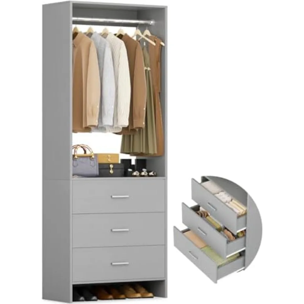 2FT Closet System with 3 Drawers, 24’’Organizer, Wood Organizer System, Walk-in or Small Closets