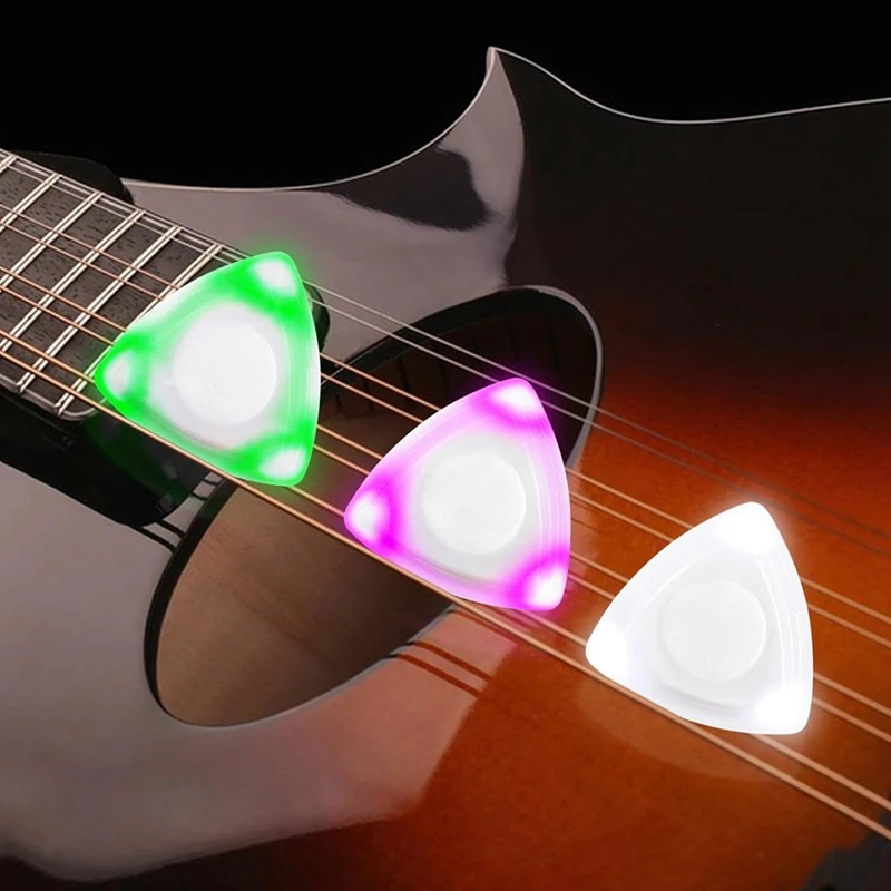 3PCS LED กีตาร์ Pick Bass Plectrum Light Up Beat Pick เรืองแสง Picks พร้อมไฟสําหรับกีตาร์ไฟฟ้า Ukulele