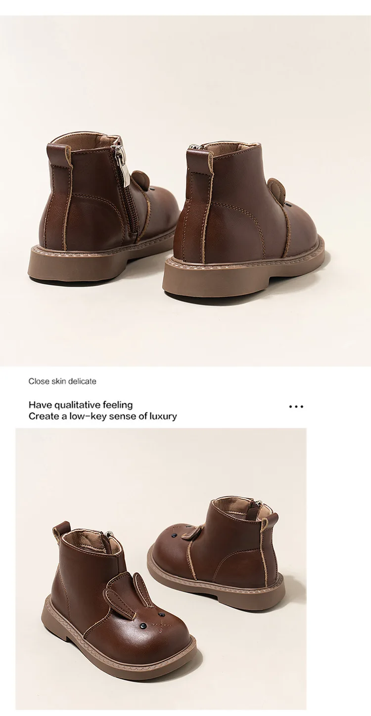 206 Cartoon-Kaninchen-Baby-Stiefeletten für Mädchen im England-Stil, niedliche Hasen-Winterstiefel mit niedrigem Absatz für Kinder und Mädchen – Detail 16