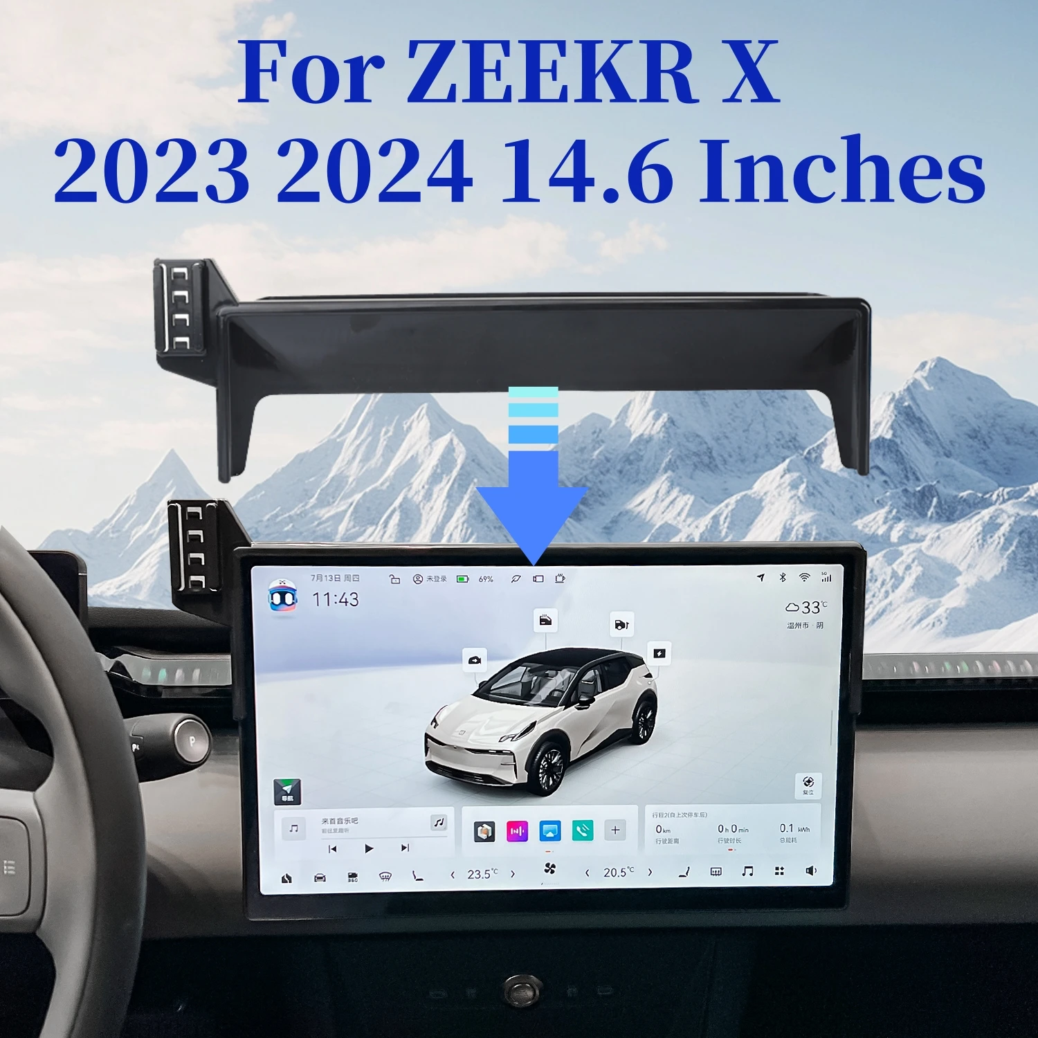

For ZEEKR X 2023 2024 Car Phone Holder Screen Wireless Charger 360 Rotation Fixed Base For Car Auto Interior Accessories
