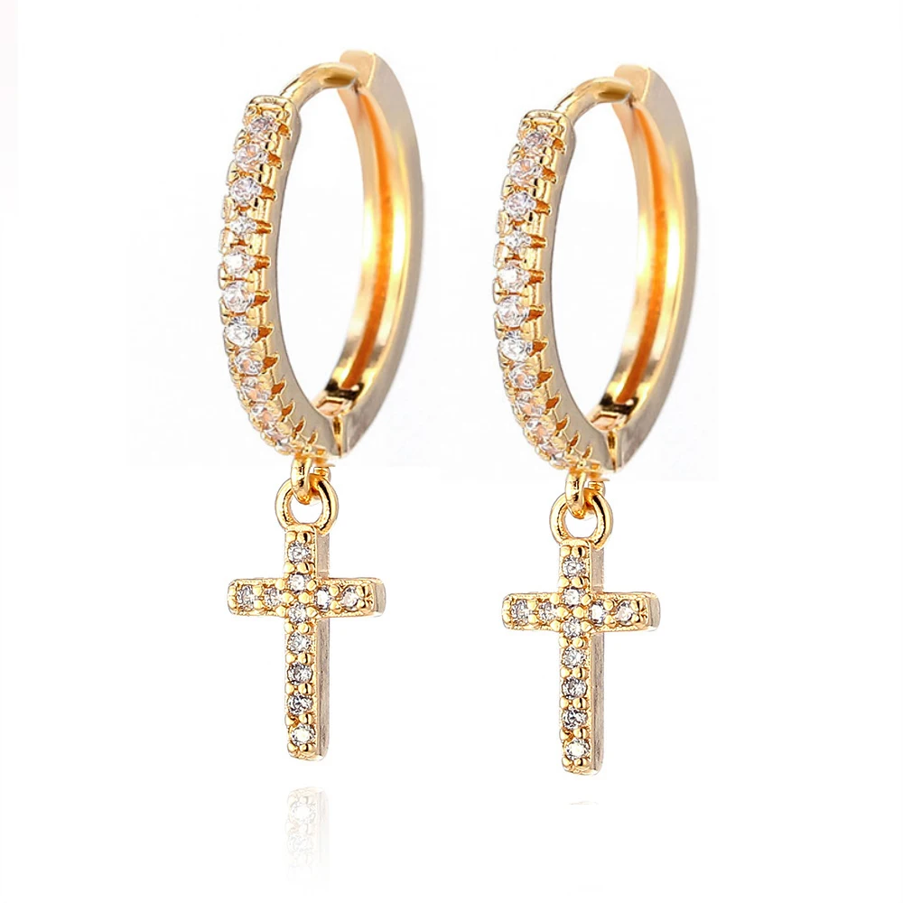 SIPENGJEL Fashion Zircon Star Moon Pendant Hoop Earrings for Women Man Gold Color Dangle Earrings Wedding Jewelry Gift pendants