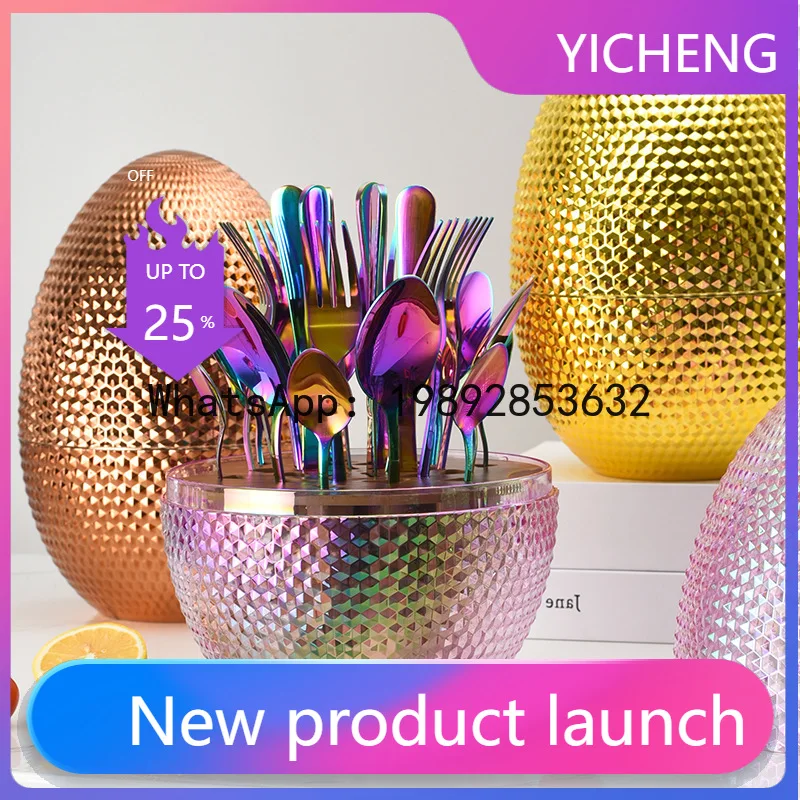 

High-value creative plastic best-selling 24-piece set of knives, forks, spoons, tableware set