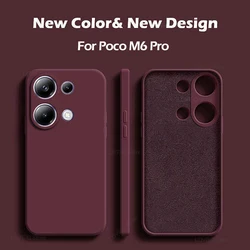 Poco M6 M 6 Pro M6Pro Case Luxury Original Square Liquid Silicone Soft Cover For Xiaomi Poco M6 Pro 4G Poco M 6 Pro PocoM6 Pro