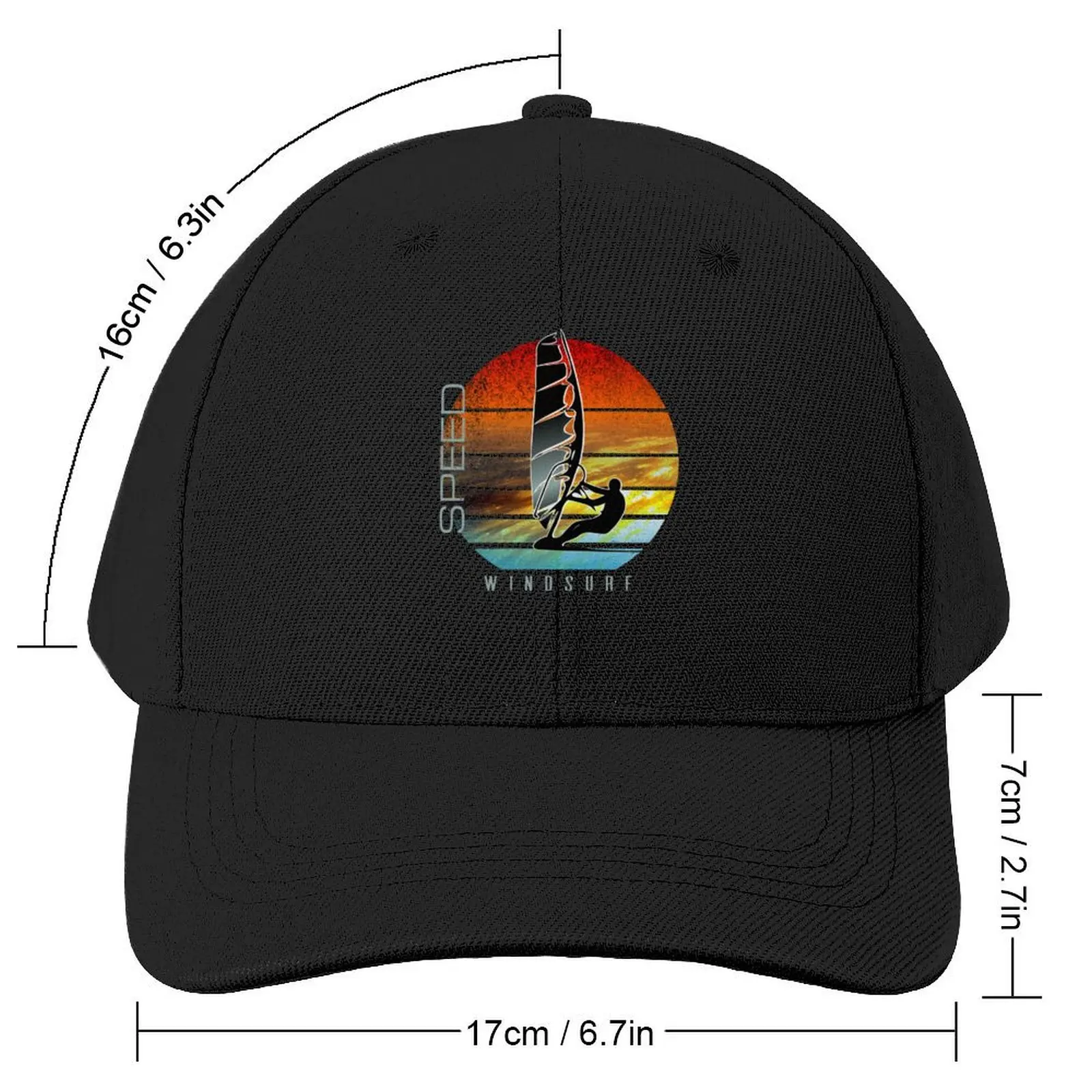 windsurfer planing at sunset over ocean waves Baseball Cap Golf Cap Luxury Cap Women's Beach Outlet Men's