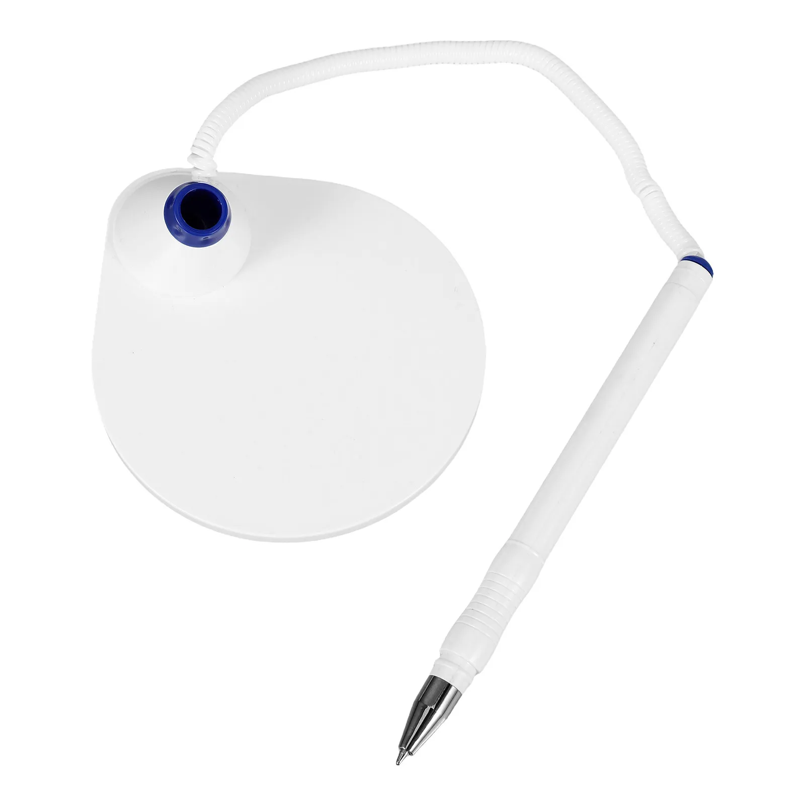 

Desktop Ballpoint Counter Pen with Plastic Base Cord Secure Holder Signing Pen for Office School Workplace Desktop Chain Pens