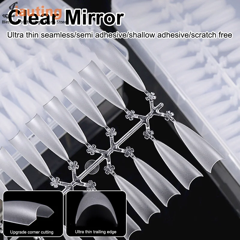Clear False Nails Super D Arc Long Nails Press On Nail Full Cover Gel Tips Nail Art Capsule Nail Extensions Nail Art Salon DIY