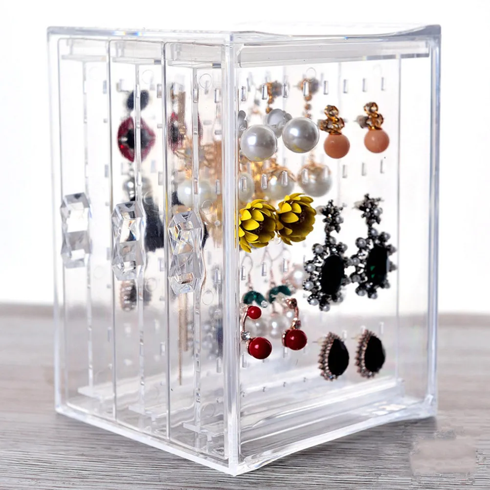 

Earring Storage Box Acrylic Jewelry Organizer Display Stand 3 Panels 216 Holes for Studs Drops Hoops Jewelry Display