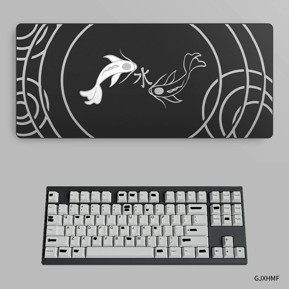 

Kawaii Playmat Grey Mouse Pad Fish Deskmat Pc Laptop Gamer Keyboard Mousepad Large Desktops Office Carpet Accessories Mouse Mats