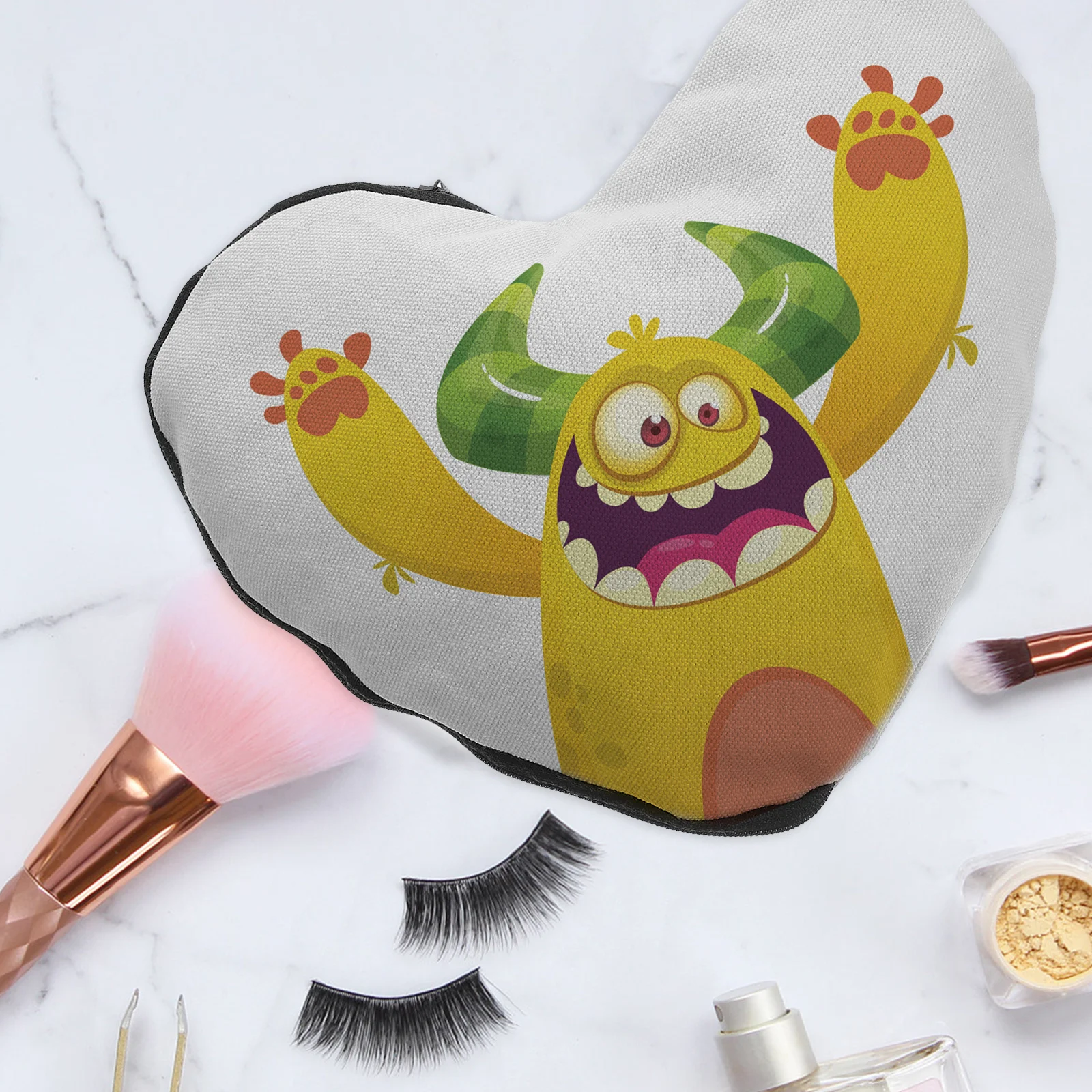 

8Pcs Heart Shaped Blank Canvas Bags Heat Transfer Makeup Organizer DIY Travel Toiletry Pencil Case Zipper Pouch