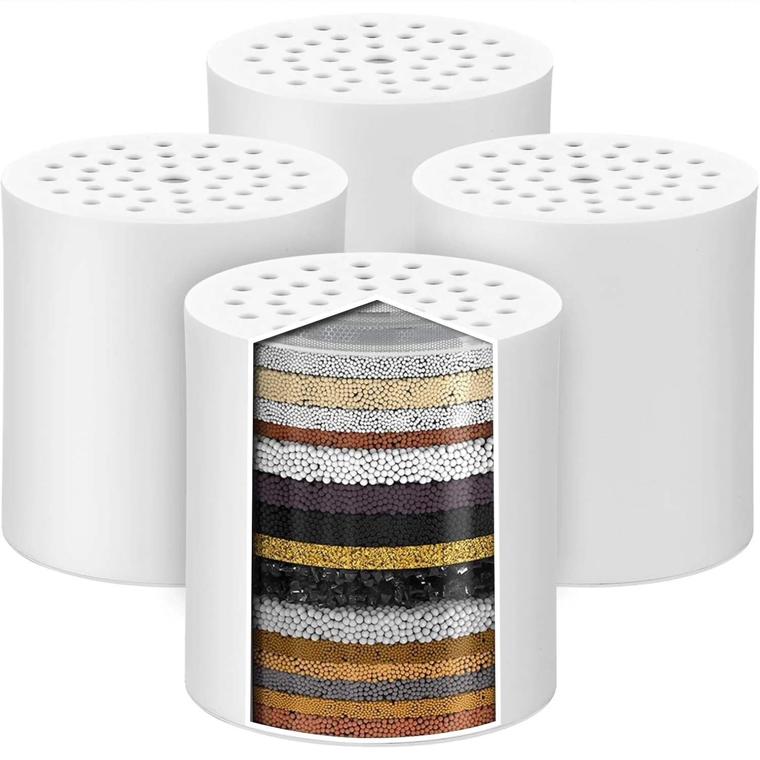 4 عبوات من فلتر الدش البديل لمرشح الدش المكون من 20 مرحلة، عبوة فلتر رأس الدش مع استبدال رأس الدش فيتامين C #1