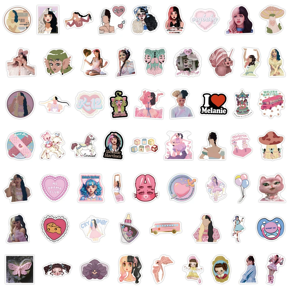 10/30/60pcs Melanie Martinez Singers Stickers DIY Decals Album Suitcase Scrapbook Phone Guitar Fridge Car Sticker Decoration Toy