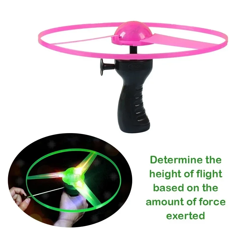 

1pc Funny Spinning Flyer Luminous UFO Flying Saucer LED Light Handle Flash Parent-child Interactive Toys for Kids Outdoor Game