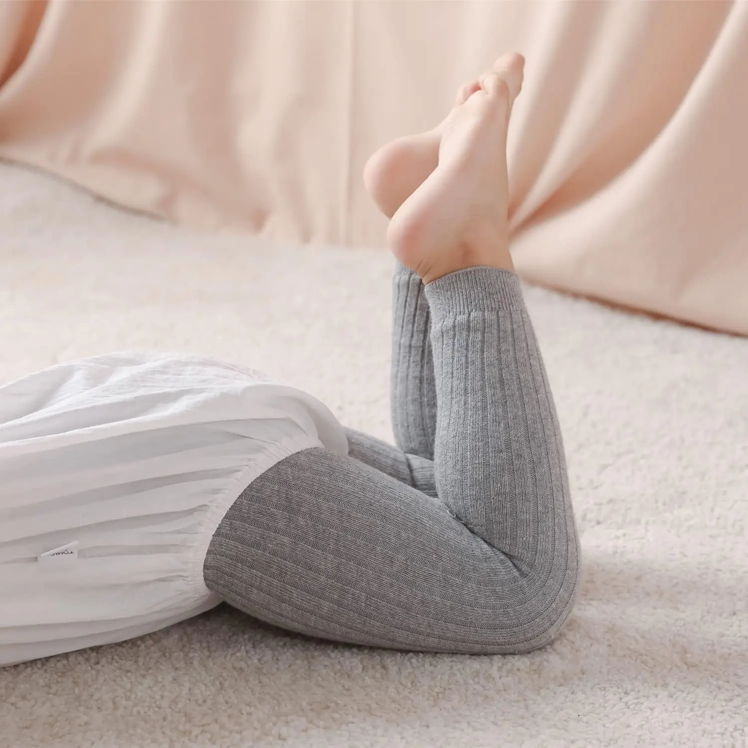 طفلة الجوارب كابل متماسكة طماق جوارب الصلبة القطن جوارب طويلة للطفل الرضيع 0-6T #5