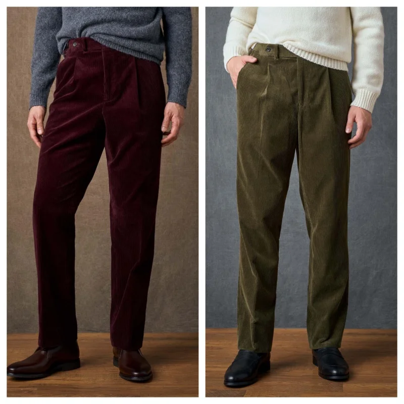 

Corduroy Fashionable Casual Men's Trousers Pocket-Pleated Straight-Leg Pants With Vintage Style Men's Photography & Wedd For Wea