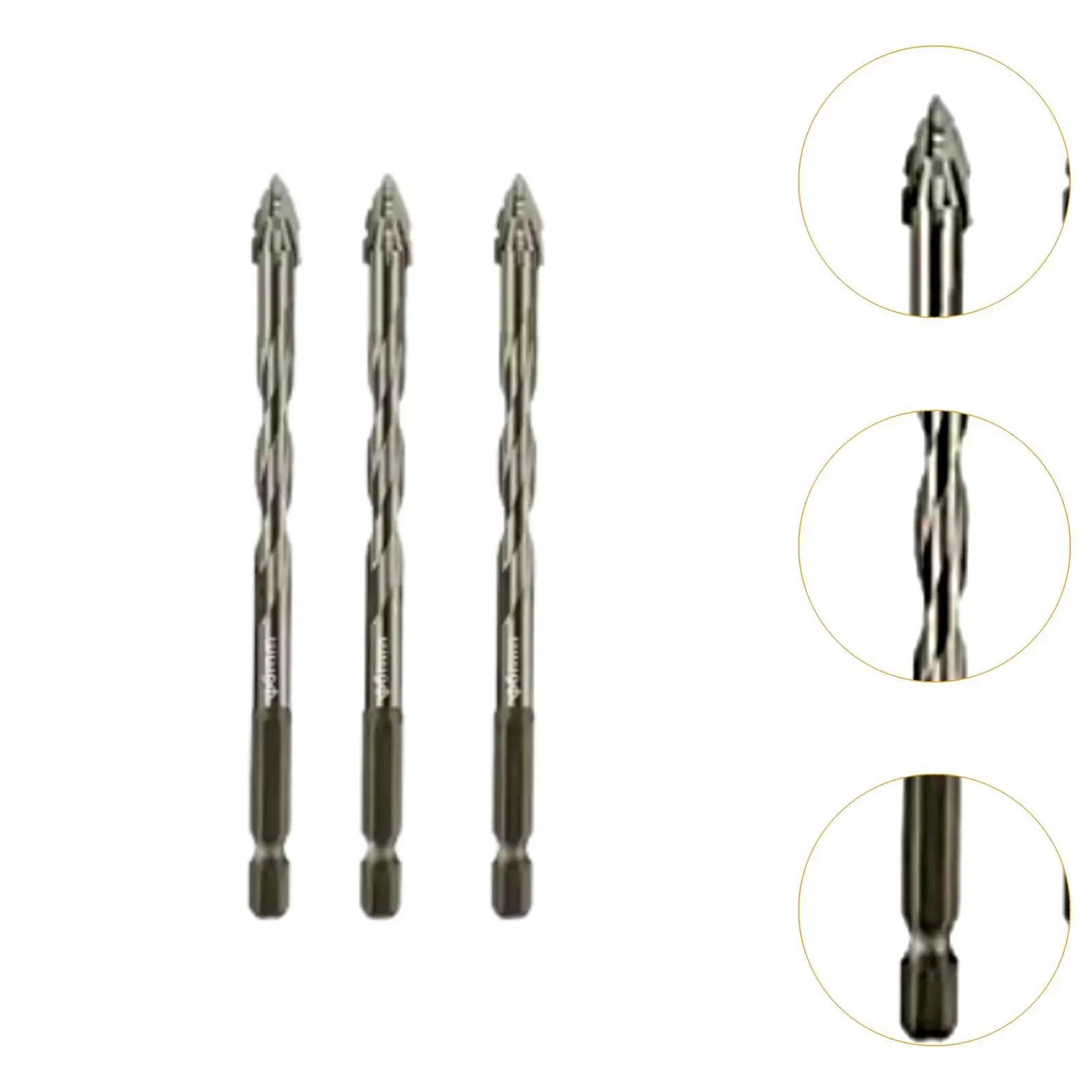 3Pcs Four Flute Sawtooth Eccentric Drill Bits Premium for Brick Glass Metal