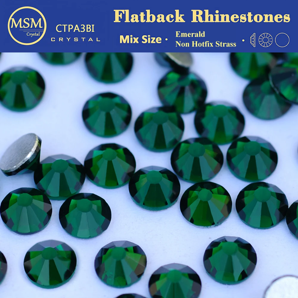 

Изумрудно-зеленые кристаллы для дизайна ногтей, стразы с плоской задней частью для одежды, свадебное платье, блестящее украшение из драгоценных камней