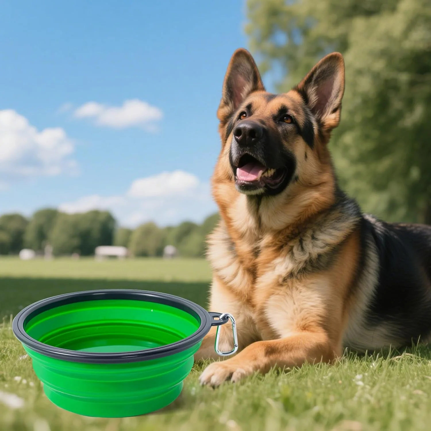 

Collapsible Silicone Dog Bowl 2 In 1 Portable Pet Feeder with Carabiner for Travel Outdoor Food Water Container for Dogs Cats